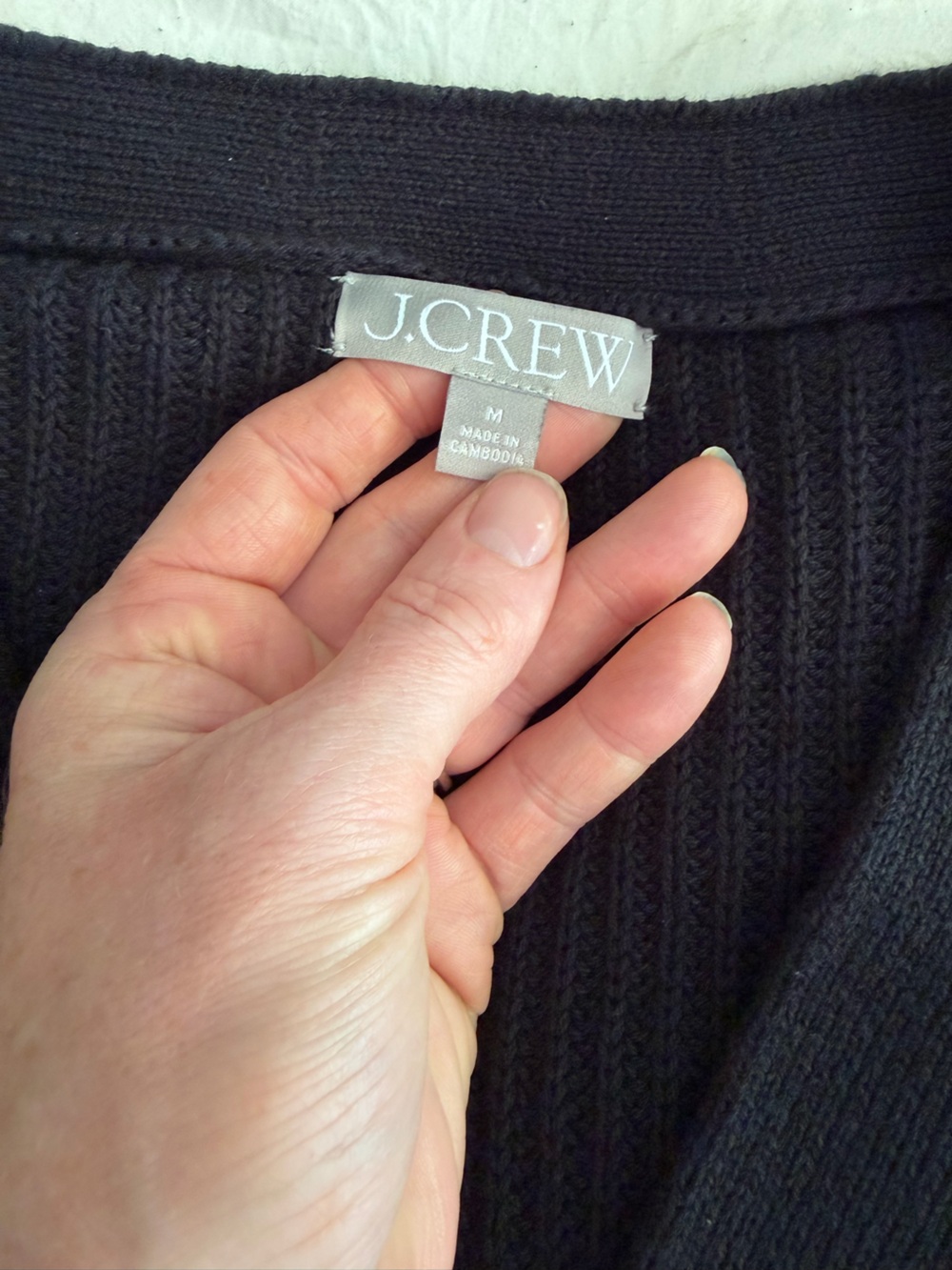 J. Crew Black Ribbed Cashmere Blend V-Neck Button-Front Cardigan - Picture 3 of 5